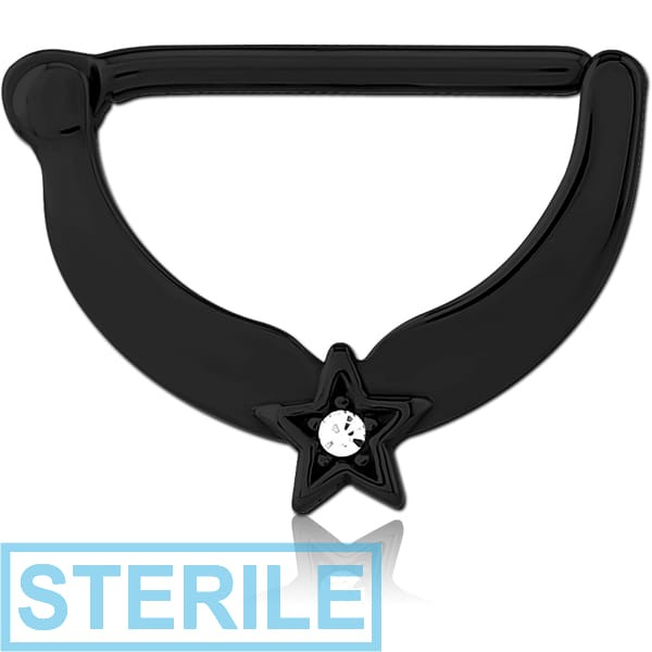 STERILE BLACK PVD COATED SURGICAL STEEL JEWELLED NIPPLE CLICKER