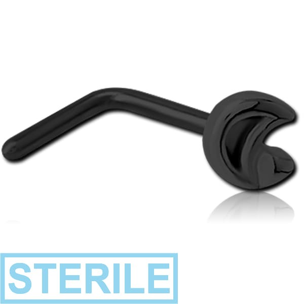 STERILE BLACK PVD COATED SURGICAL STEEL 90 DEGREE NOSE STUD