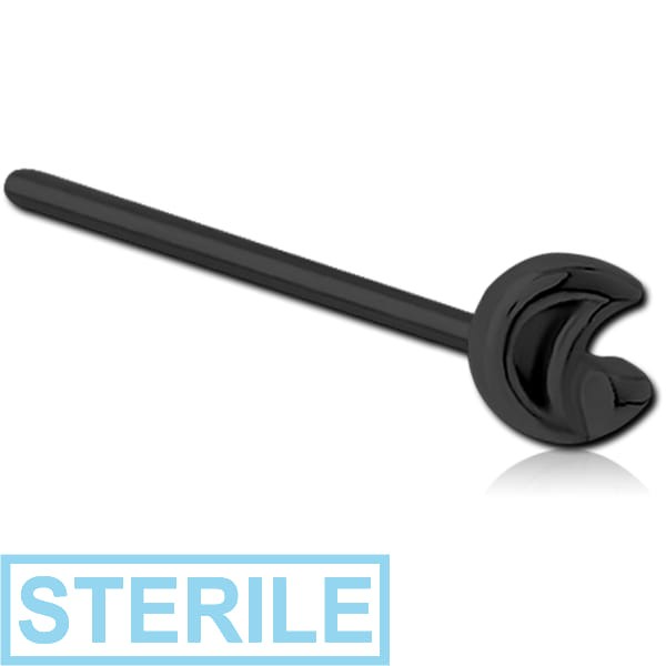 STERILE BLACK PVD COATED SURGICAL STEEL STRAIGHT NOSE STUD