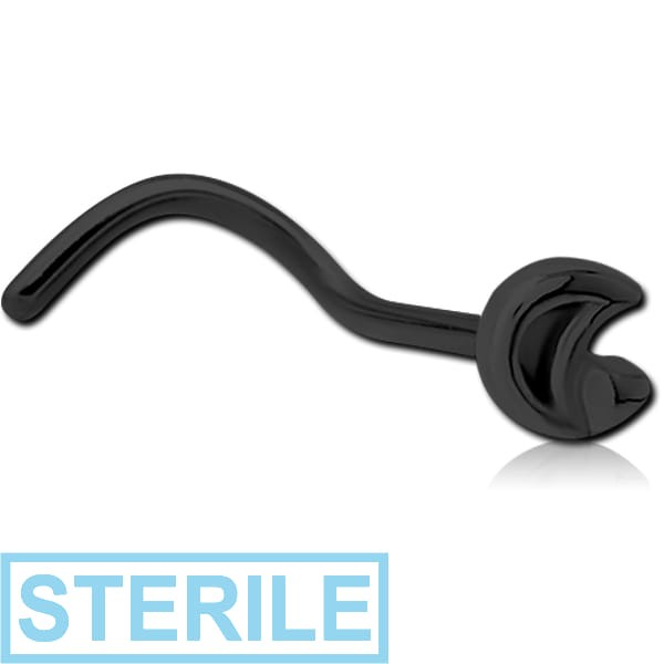 STERILE BLACK PVD COATED SURGICAL STEEL CURVED NOSE STUD