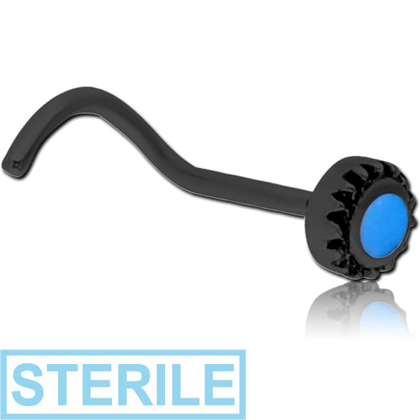 STERILE BLACK PVD COATED SURGICAL STEEL CURVED NOSE STUD - CIRCLE