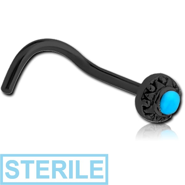 STERILE BLACK PVD COATED SURGICAL STEEL CURVED NOSE STUD - CIRCLE