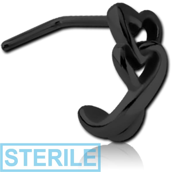 STERILE BLACK PVD COATED SURGICAL STEEL 90 DEGREE WRAP AROUND NOSE STUD