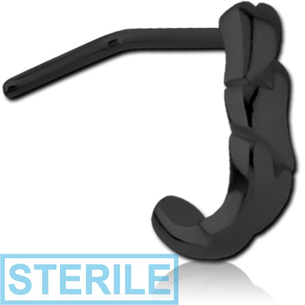 STERILE BLACK PVD COATED SURGICAL STEEL 90 DEGREE WRAP AROUND NOSE STUD
