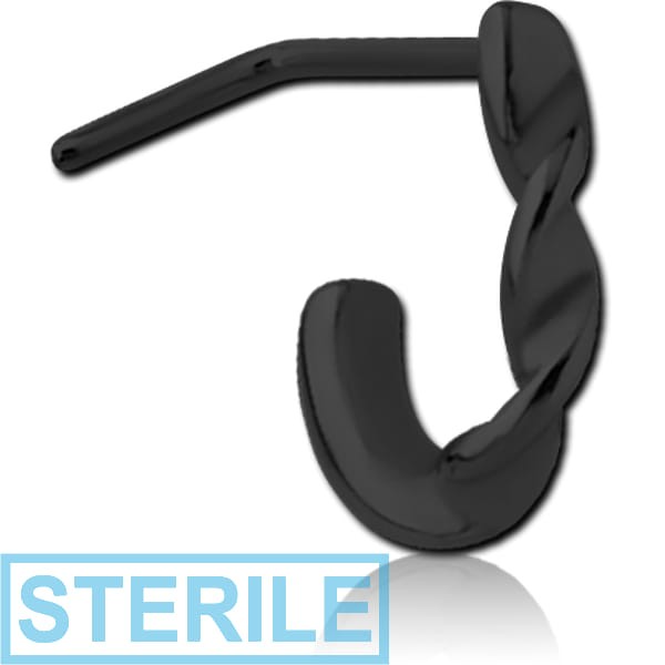 STERILE BLACK PVD COATED SURGICAL STEEL 90 DEGREE WRAP AROUND NOSE STUD