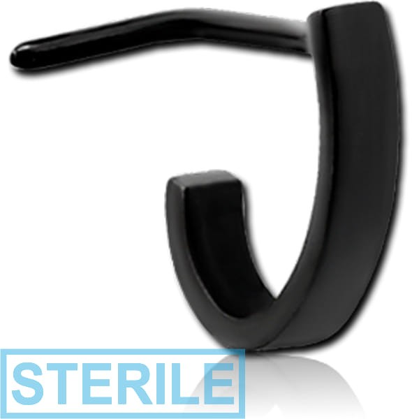STERILE BLACK PVD COATED SURGICAL STEEL 90 DEGREE WRAP AROUND NOSE STUD