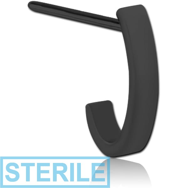 STERILE BLACK PVD COATED SURGICAL STEEL STRAIGHT WRAP AROUND NOSE STUD