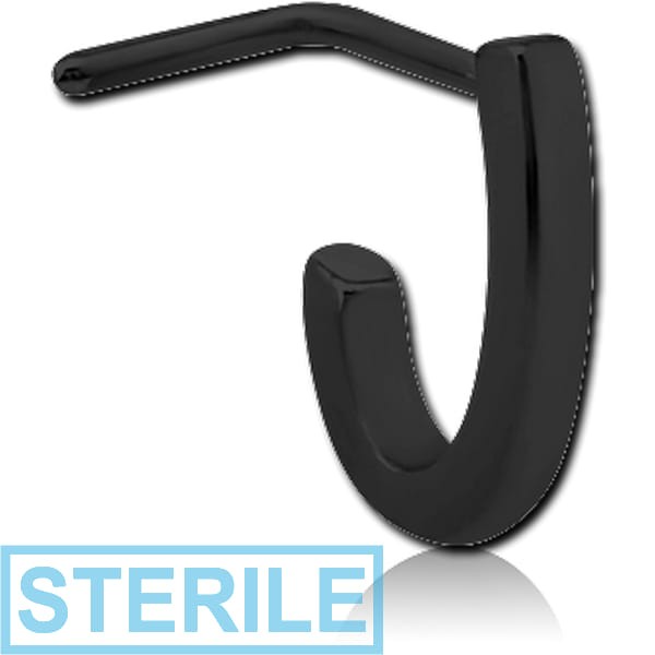 STERILE BLACK PVD COATED SURGICAL STEEL 90 DEGREE WRAP AROUND NOSE STUD