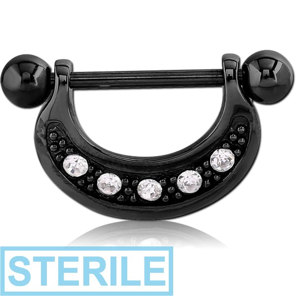 STERILE BLACK PVD COATED SURGICAL STEEL JEWELLED NIPPLE SHIELD - U