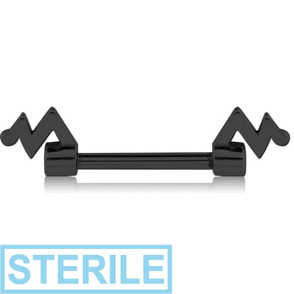 STERILE BLACK PVD COATED SURGICAL STEEL NIPPLE BAR - PULSE