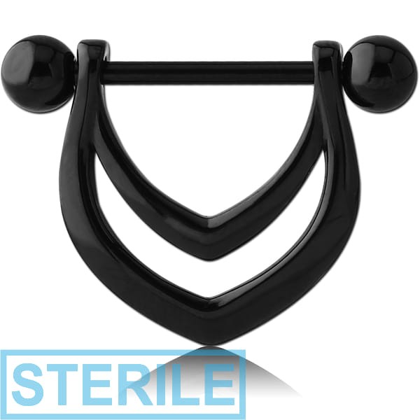 STERILE BLACK PVD COATED SURGICAL STEEL NIPPLE SHIELD - DOUBLE V