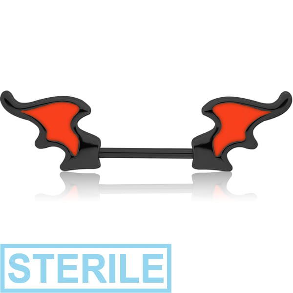 STERILE BLACK PVD COATED SURGICAL STEEL ENAMEL NIPPLE SHIELD - BATWING