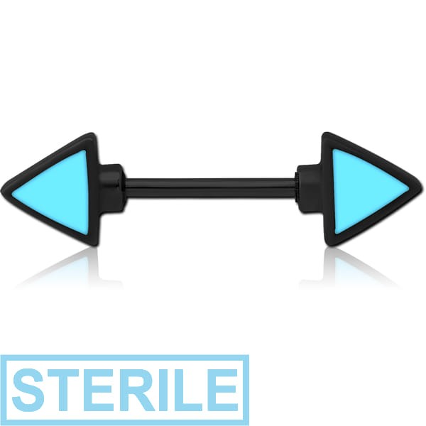STERILE BLACK PVD COATED SURGICAL STEEL ENAMEL NIPPLE SHIELD - TWO HEADED ARROW