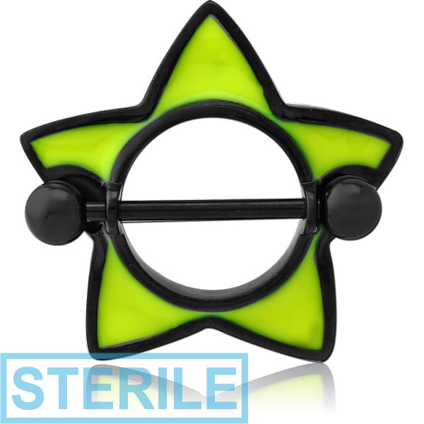 STERILE BLACK PVD COATED SURGICAL STEEL ENAMEL NIPPLE SHIELD - STAR