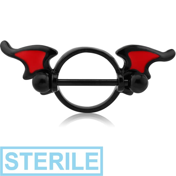STERILE BLACK PVD COATED SURGICAL STEEL ENAMEL NIPPLE SHIELD - BATWING