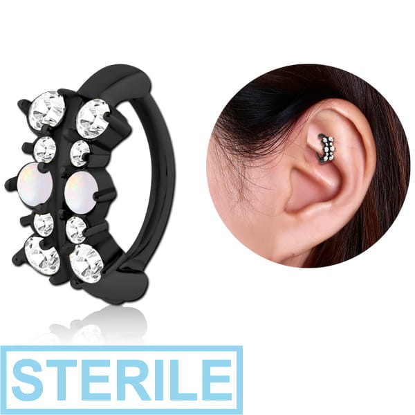 STERILE BLACK PVD COATED SURGICAL STEEL JEWELLED ROOK CLICKER - FILIGREE