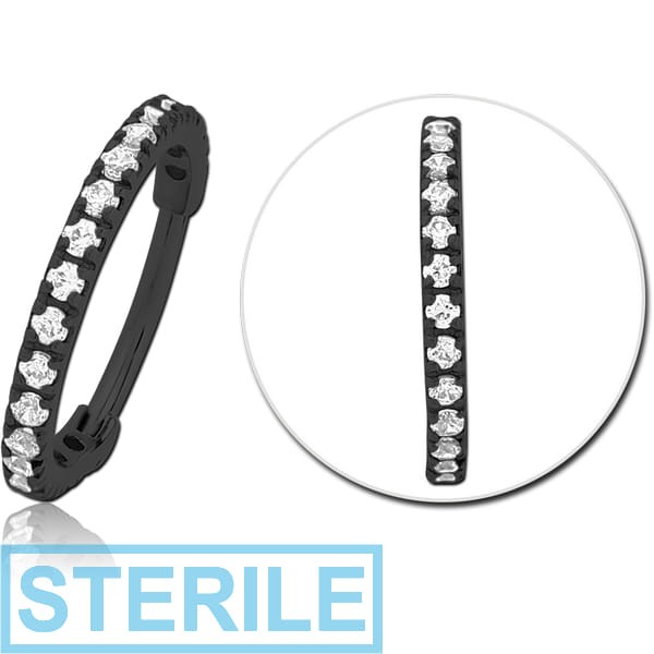 STERILE BLACK PVD COATED SURGICAL STEEL PRONG SET CRYSTAL JEWELLED MULTI PURPOSE CLICKER