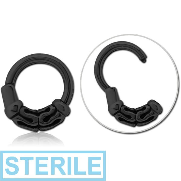 STERILE BLACK PVD COATED SURGICAL STEEL HINGED CLICKER - BALI