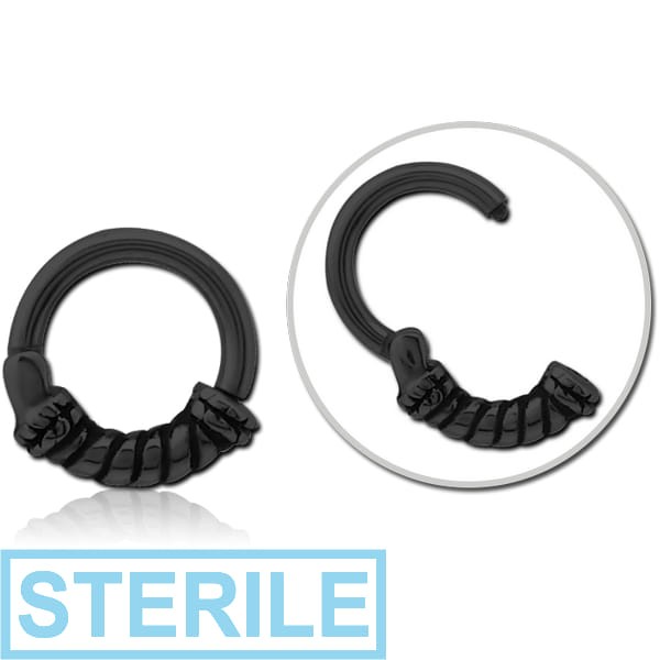 STERILE BLACK PVD COATED SURGICAL STEEL HINGED CLICKER - BIG ROPE