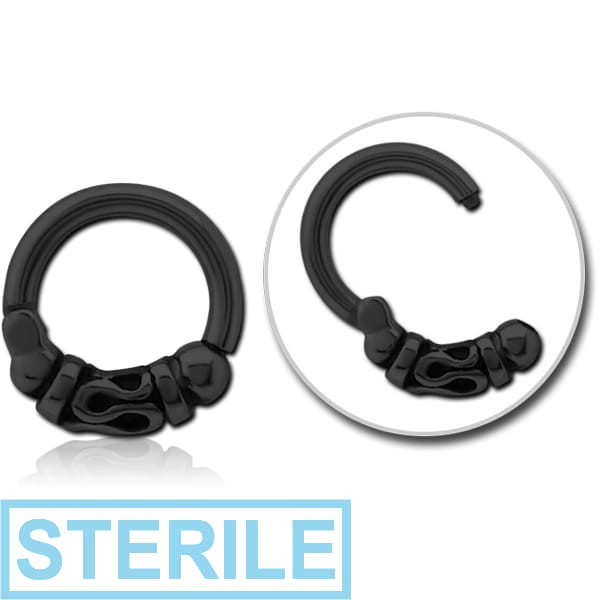 STERILE BLACK PVD COATED SURGICAL STEEL HINGED CLICKER - BALI AND BEADS