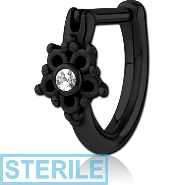 STERILE BLACK PVD COATED SURGICAL STEEL JEWELLED TRAGUS CLICKER