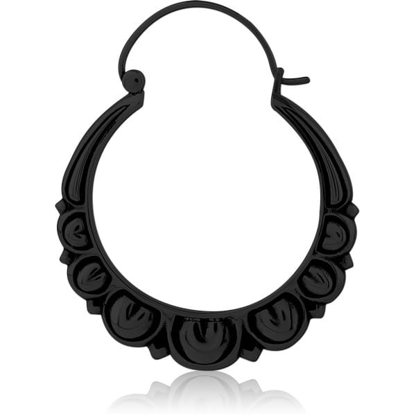 STERILE BLACK PVD COATED SURGICAL STEEL HOOP EARRING FOR TUNNEL