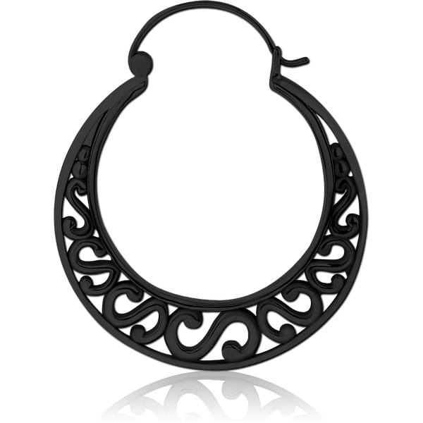 STERILE BLACK PVD COATED SURGICAL STEEL HOOP EARRING FOR TUNNEL