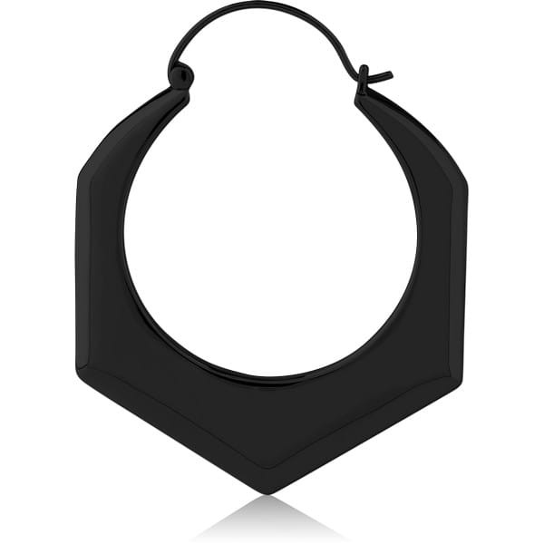 STERILE BLACK PVD COATED SURGICAL STEEL HOOP EARRING FOR TUNNEL