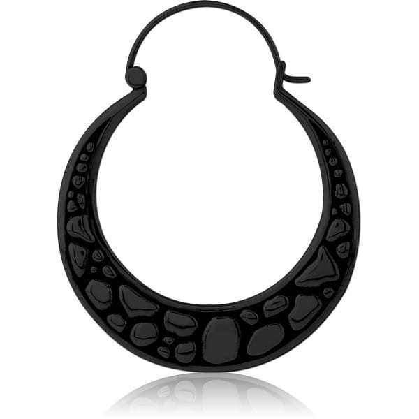 STERILE BLACK PVD COATED SURGICAL STEEL HOOP EARRING FOR TUNNEL