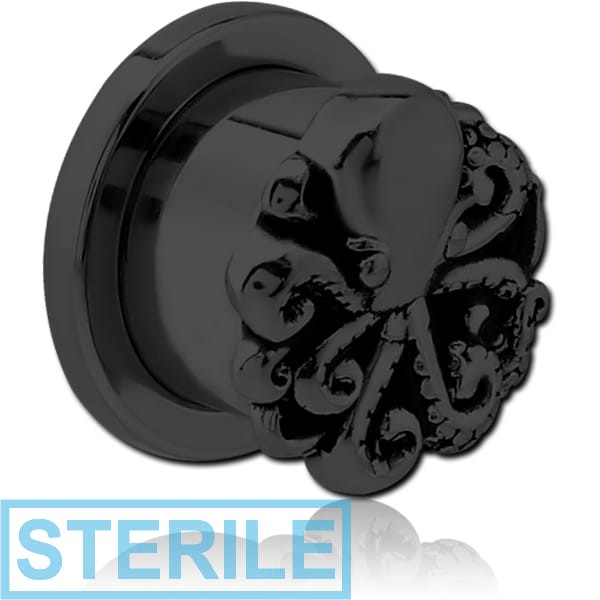 STERILE BLACK PVD COATED STAINLESS STEEL THREADED TUNNEL WITH SURGICAL STEEL TOP