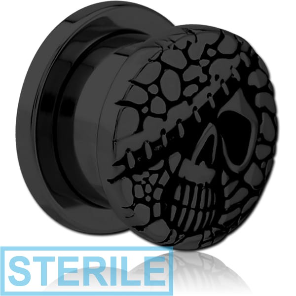 STERILE BLACK PVD COATED STAINLESS STEEL THREADED TUNNEL WITH SURGICAL STEEL TOP