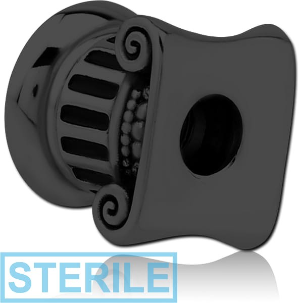 STERILE BLACK PVD COATED STAINLESS STEEL THREADED TUNNEL WITH SURGICAL STEEL TOP