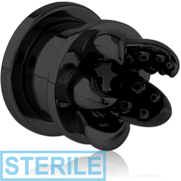 STERILE BLACK PVD COATED STAINLESS STEEL THREADED TUNNEL WITH SURGICAL STEEL TOP
