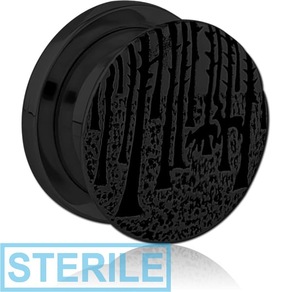 STERILE BLACK PVD COATED STAINLESS STEEL THREADED TUNNEL WITH SURGICAL STEEL TOP