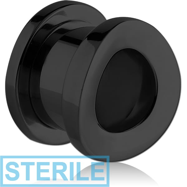 STERILE BLACK PVD COATED STAINLESS STEEL THREADED TUNNEL - CONVEX