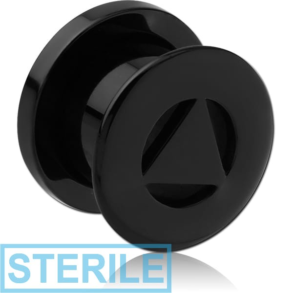 STERILE BLACK PVD COATED SURGICAL STEEL THREADED TUNNEL - TRIANGLE