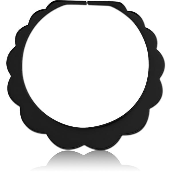 STERILE BLACK PVD COATED SURGICAL STEEL HOOP EARRINGS FOR TUNNEL - FLOWER