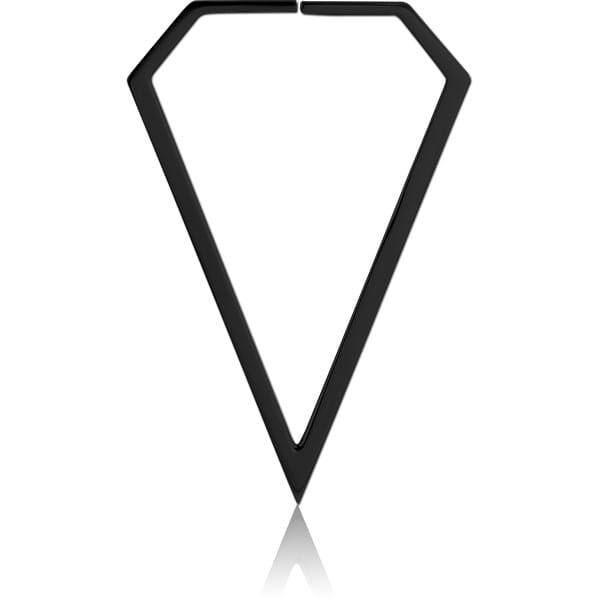 STERILE BLACK PVD COATED SURGICAL STEEL HOOP EARRINGS FOR TUNNEL - DIAMOND