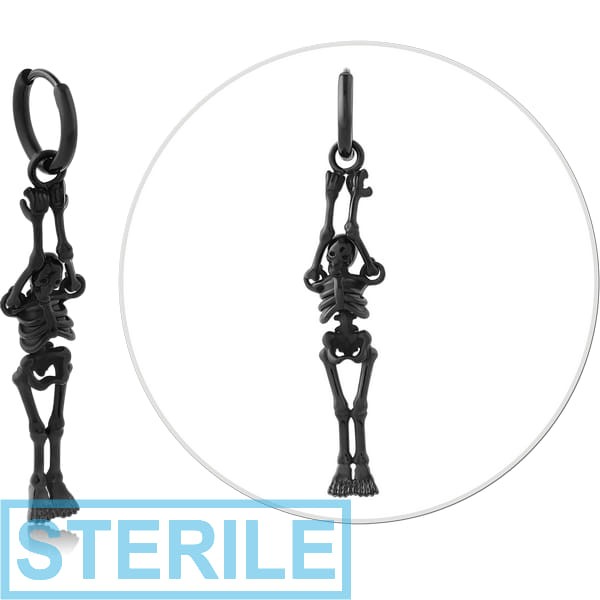 STERILE BLACK PVD COATED SURGICAL STEEL HOOP EARRINGS