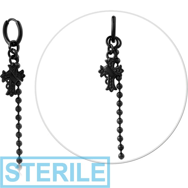 STERILE BLACK PVD COATED SURGICAL STEEL HOOP EARRINGS