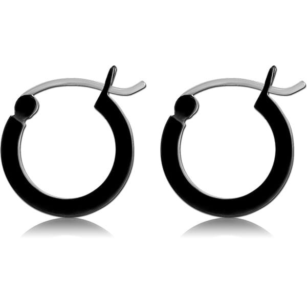 STERILE BLACK PVD COATED SURGICAL STEEL SQUARE WIRE EAR HOOPS PAIR