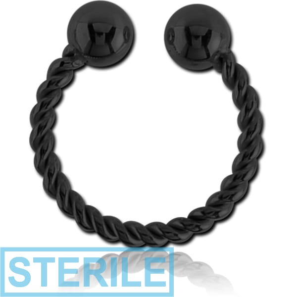 STERILE BLACK PVD COATED SURGICAL STEEL NOSE RING