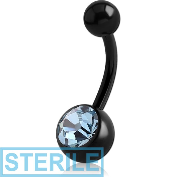 STERILE BLACK PVD COATED TITANIUM PREMIUM CRYSTAL JEWELLED NAVEL BANANA