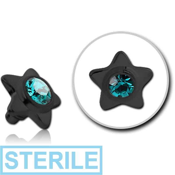 STERILE BLACK PVD COATED TITANIUM JEWELLED STAR FOR 1.6MM INTERNALLY THREADED PINS