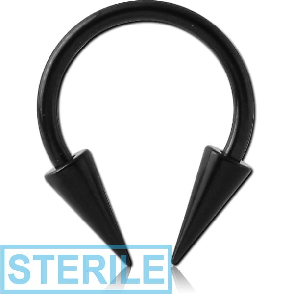 STERILE BLACK PVD COATED TITANIUM MICRO CIRCULAR BARBELL WITH LONG CONES