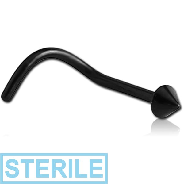STERILE BLACK PVD COATED TITANIUM CURVED CONE NOSE STUD