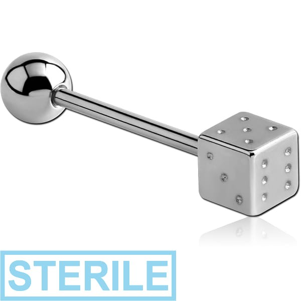 STERILE STERILE SURGICAL STEEL BARBELL WITH ONE DICE