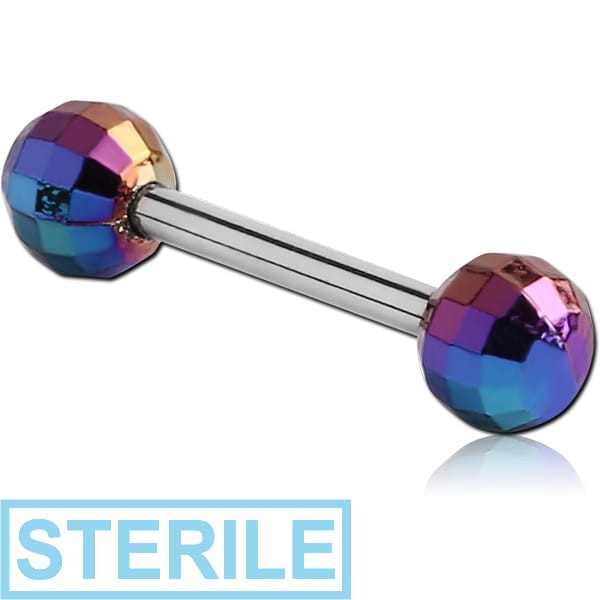 STERILE SURGICAL STEEL BARBELL WITH AB COATED ACRYLIC FACETED BALL