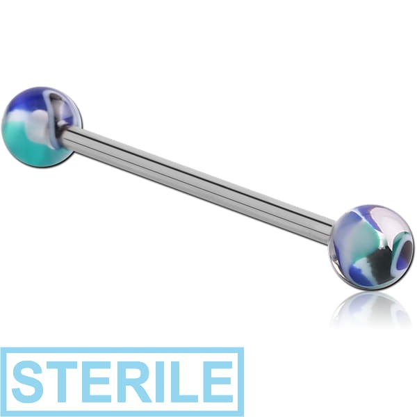 STERILE SURGICAL STEEL BARBELL WITH UV JAW BREAKER BALL