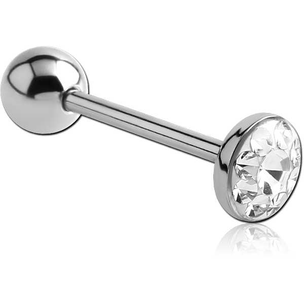 SURGICAL STEEL VALUE CRYSTALINE JEWELLED FLAT BARBELL